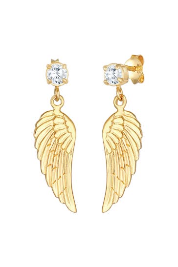 NENALINA Ohrringe Flügel Glücksbringer Zirkonia Hänger 925 Silber Gold