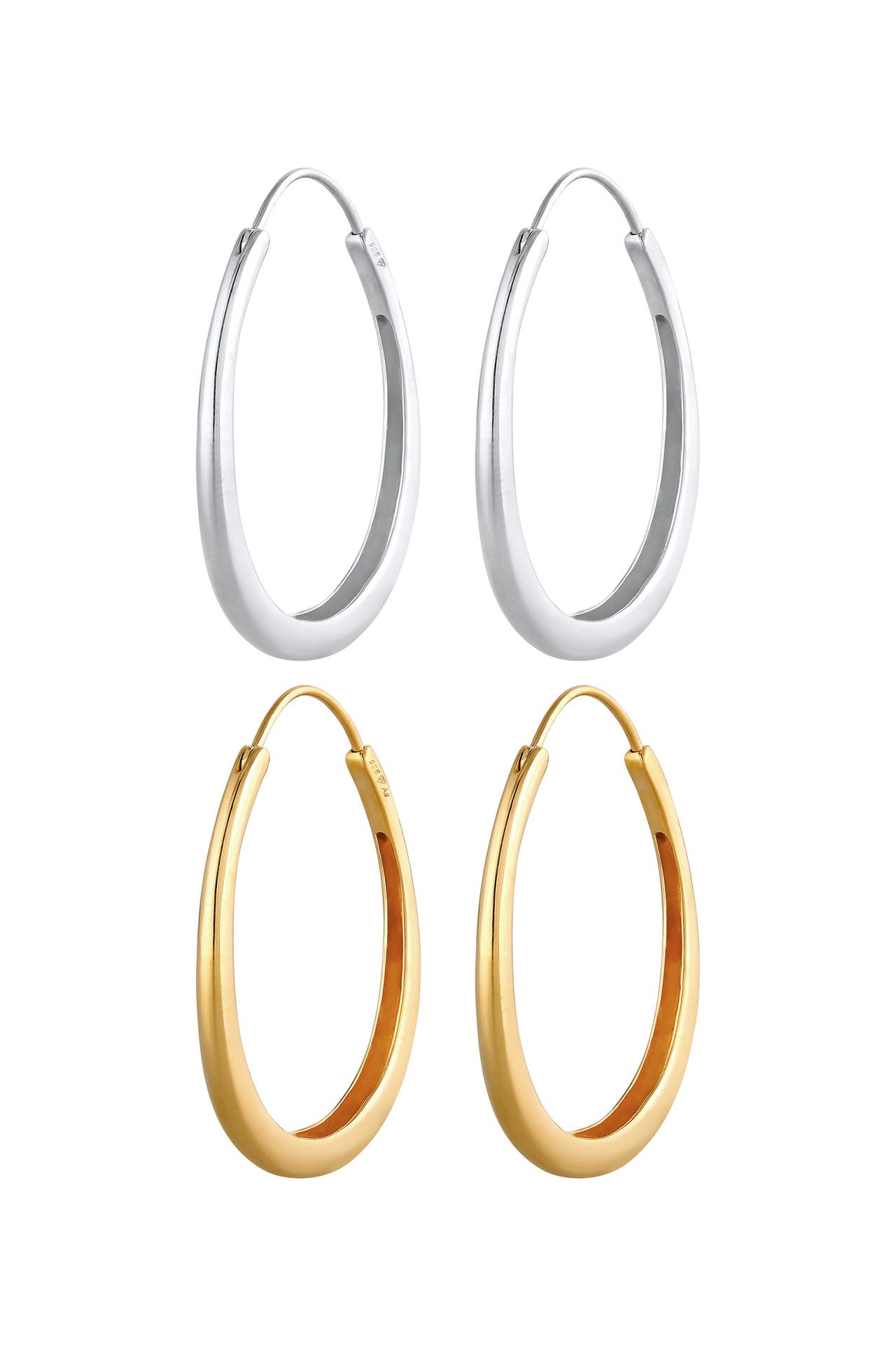 ELLI Ohrringe Creolen Oval Geo Style Bicolor 925 Silber Zweifarbig, Bild 1