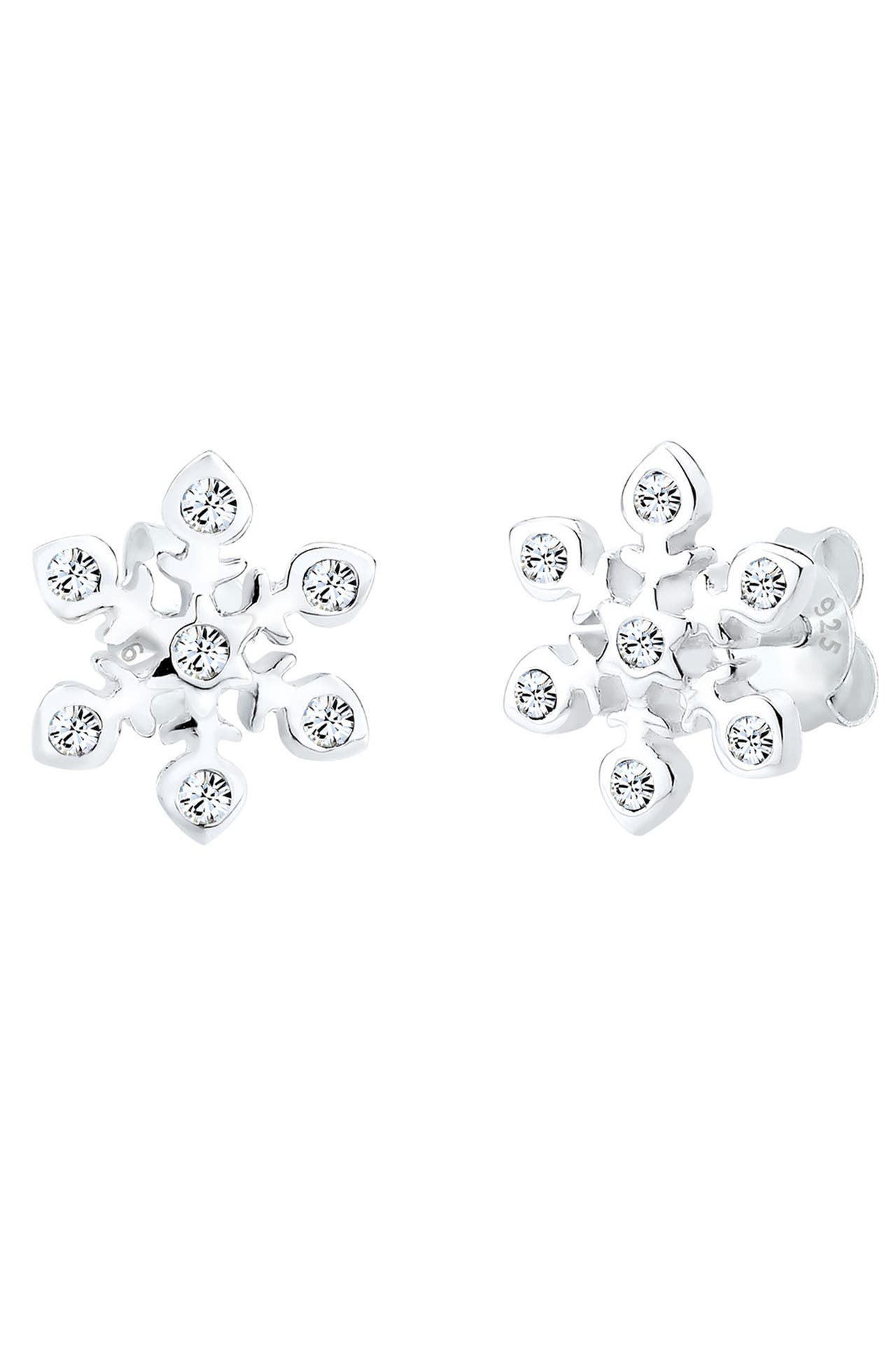 ELLI Ohrringe Schneeflocke Weihnachten Kristalle Silber Weiß, Bild 1
