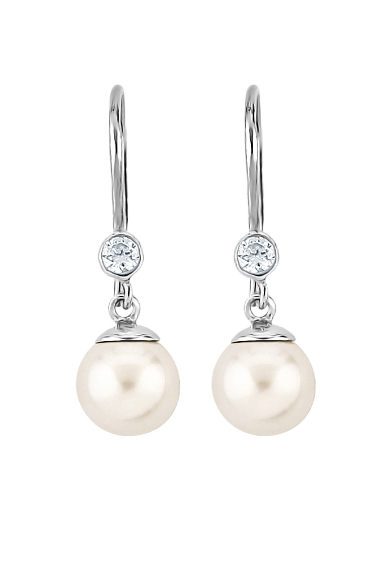NENALINA Ohrringe Zirkonia Synthetische Perle 925 Silber Silber, Bild 1