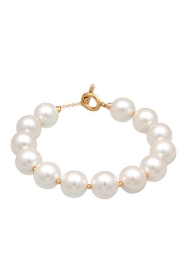 ELLI Armband Muschelkernperlen T-Bone 925 Silber vergoldet Gold