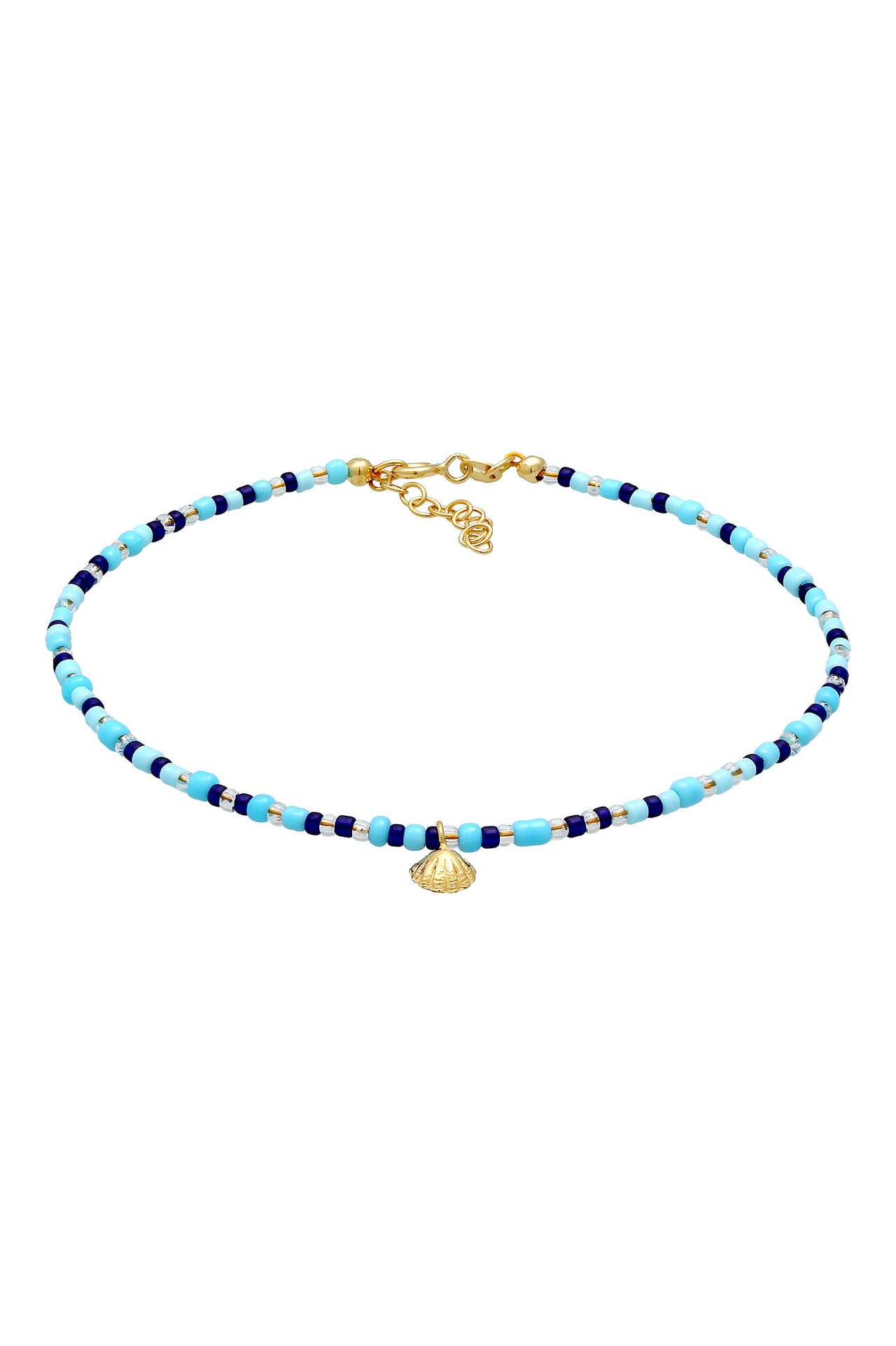 ELLI Fusskettchen Muschel Glas Kugeln Bunt Sommer Beach 925 Silber Gold, Bild 1