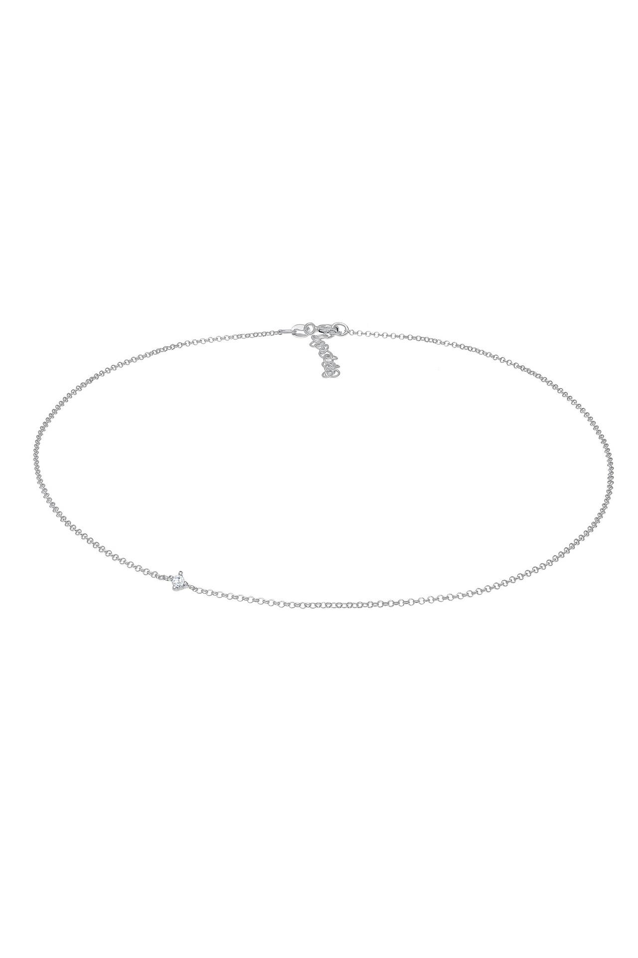 ELLI Kette Choker Zirkonia Solitär Zart 925 Silber Silber, Bild 1