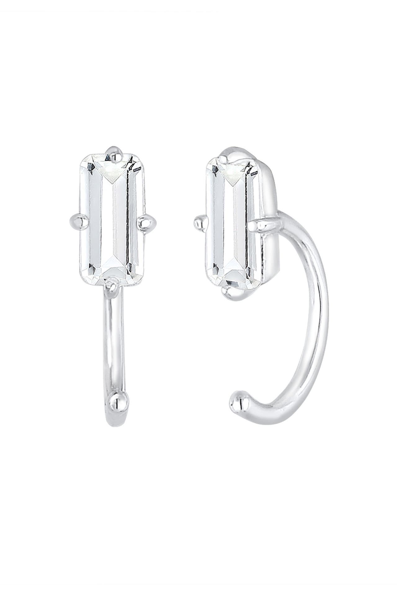 ELLI PREMIUM Ohrringe Creolen Stecker Hoops Edelstein 925 Silber Silber, Bild 1