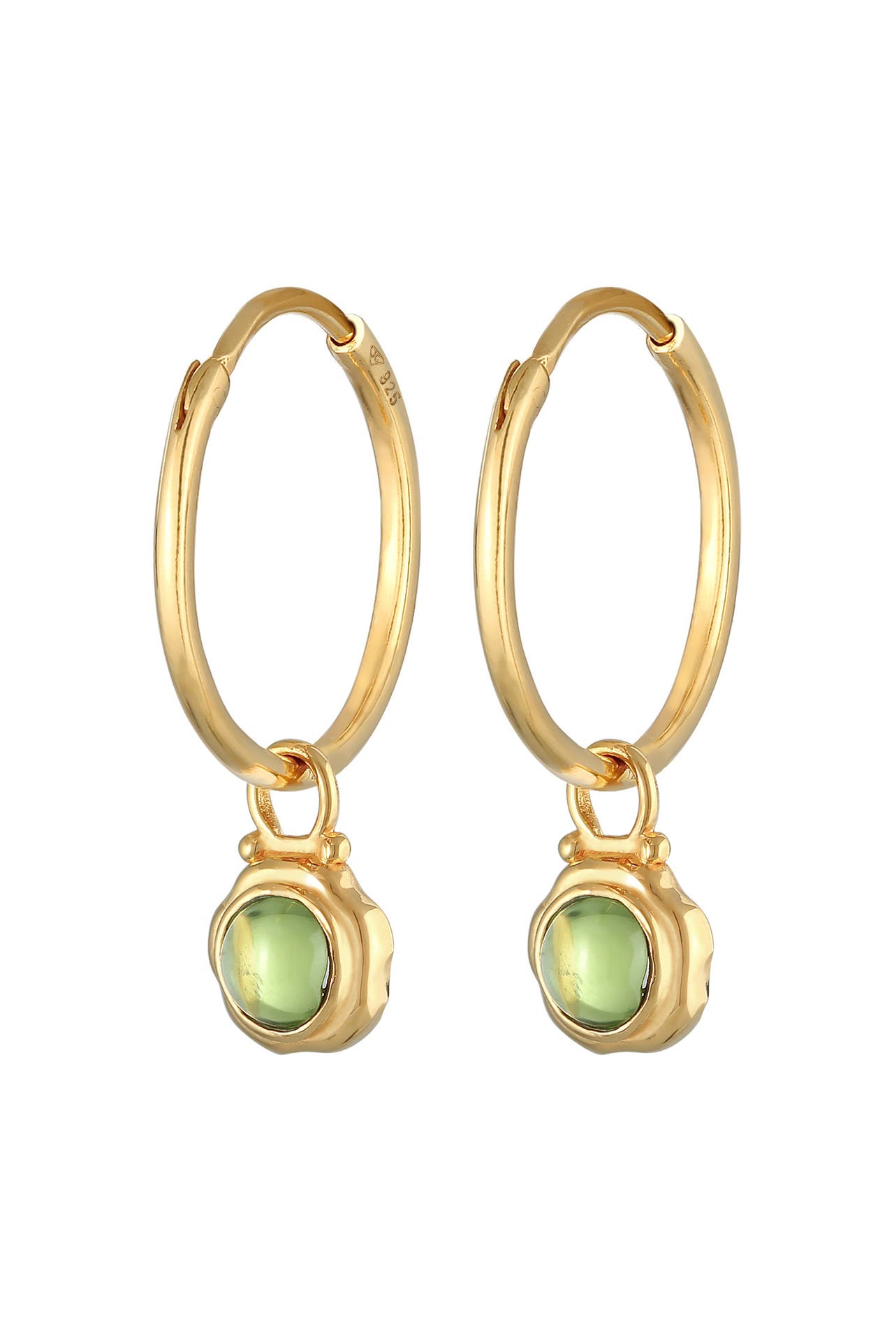 ELLI PREMIUM Ohrringe Creolen Peridot Anhänger Grün 925 Silber Gold, Bild 1