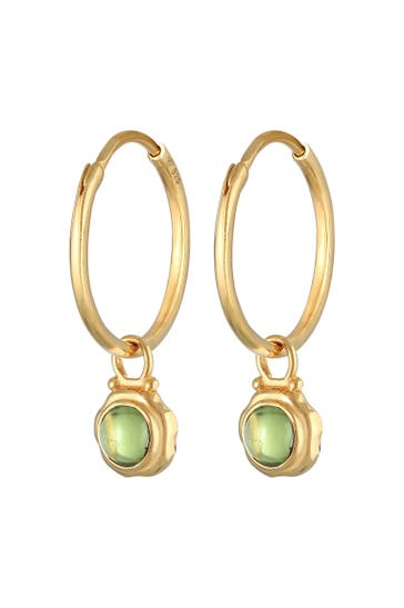 ELLI PREMIUM Ohrringe Creolen Peridot Anhänger Grün 925 Silber Gold
