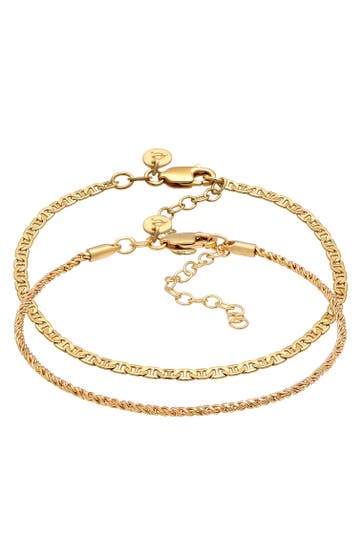 ELLI PREMIUM Armband Stäbchenpanzer Kordel Basic 2er Set 925 Silber Gold