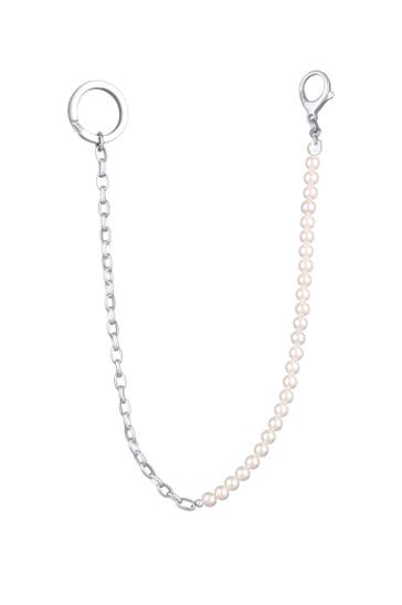 KUZZOI Schmuckset Hosenkette Geldbörsenkette Muschelkernperlen 925 Silber Silber