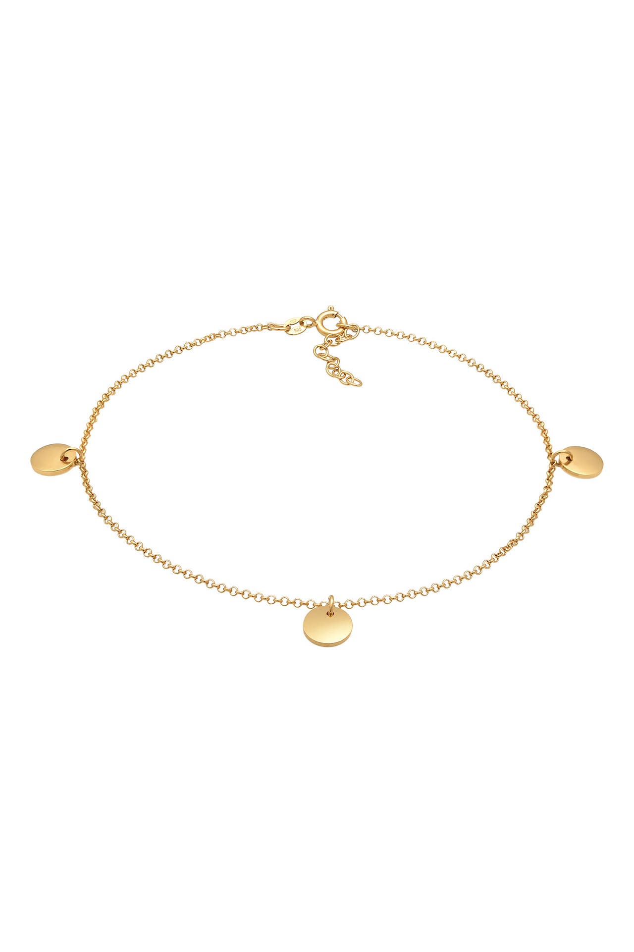 ELLI Fusskettchen Plättchen Boho Style 925 Silber Gold, Bild 1