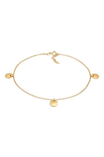 ELLI Fusskettchen Plättchen Boho Style 925 Silber Gold