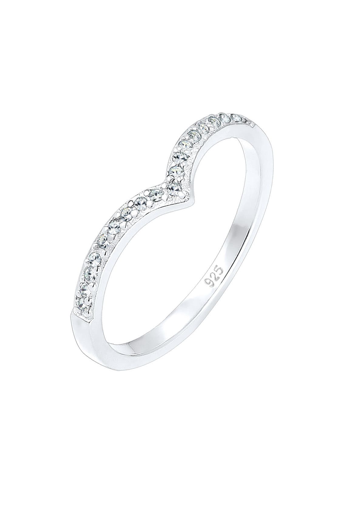 ELLI Ring V-Form Glas Kristalle Weiß 925 Sterling Silber Silber, Bild 1