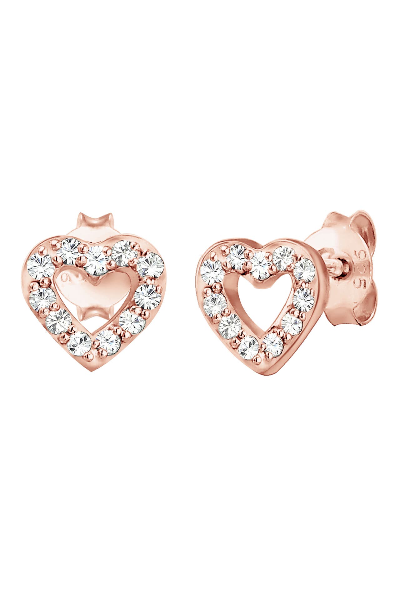 ELLI Ohrringe Ohrstecker Herz mit Kristallen von Swarovski® 925 Silber Rosegold, Bild 1