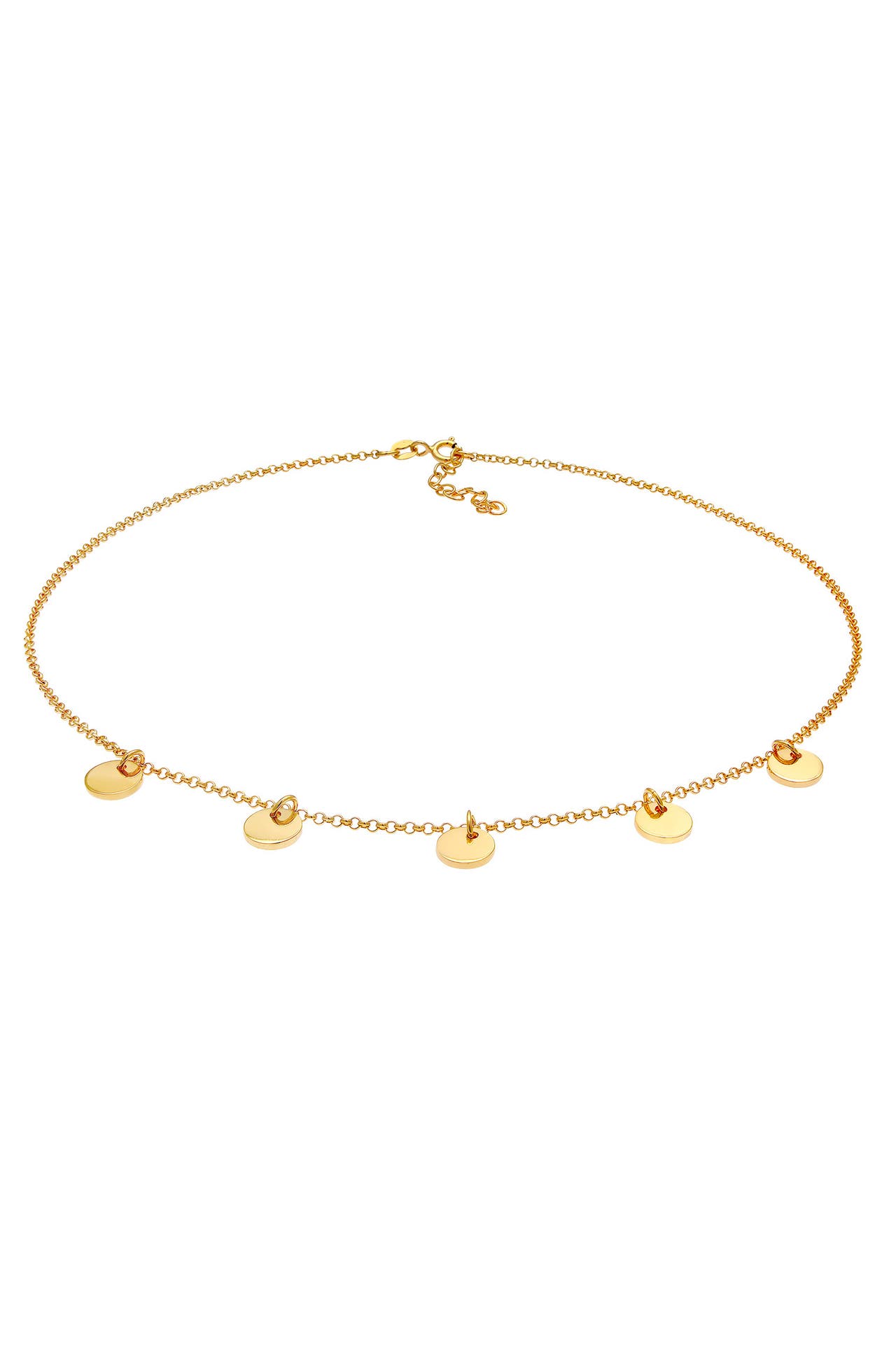 ELLI Kette Choker Kette Geo Plättchen Rund 925 Silber Gold, Bild 1