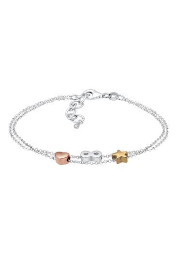 ELLI Armband Infinity Herz Sterne Tri-Color 925 Sterling Silber Silber