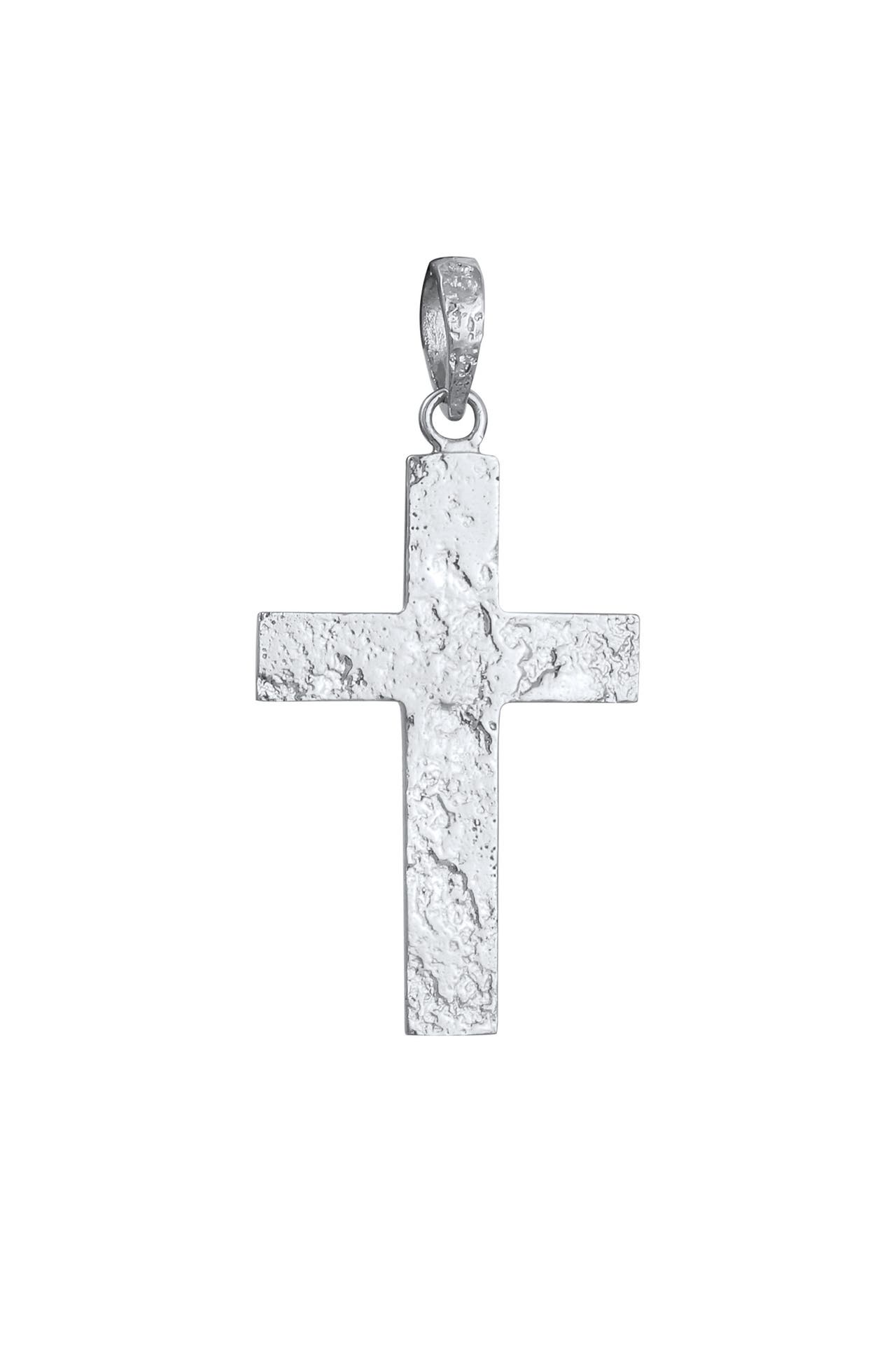 KUZZOI Schmuckset Herren Kreuz Matt Gehämmert 925 Silber Silber, Bild 1