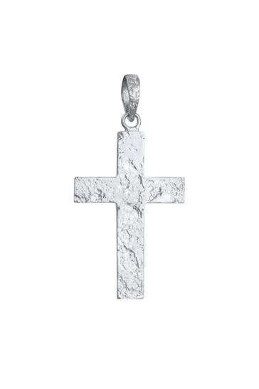 KUZZOI Schmuckset Herren Kreuz Matt Gehämmert 925 Silber Silber