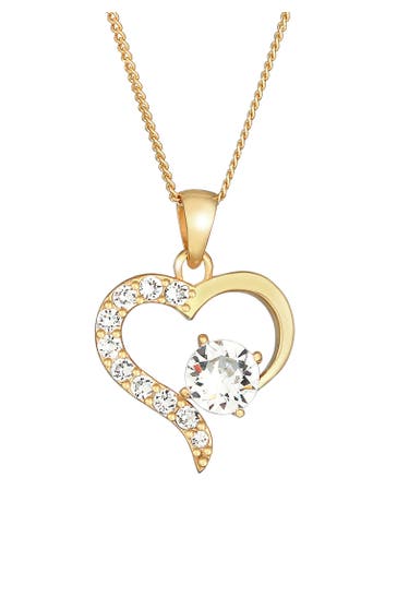 ELLI Kette Herz 925 Silber, mit Kristallen von Swarovski® Gold