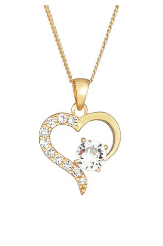 ELLI Kette Herz 925 Silber, mit Kristallen von Swarovski® Gold
