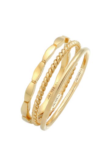 ELLI Ring Stapelringe Stacking Bandring 3er Set 925 Silber Gold