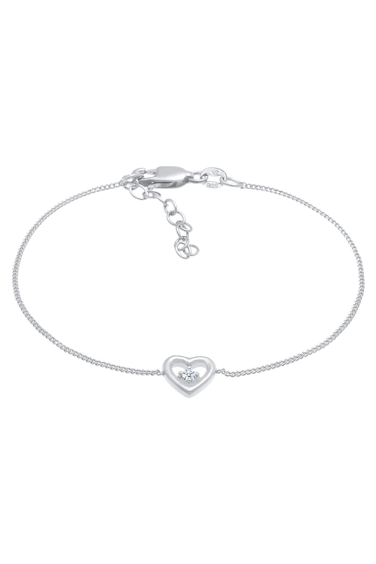 ELLI DIAMONDS Armband Herz Liebe Romantik Diamant (0.03 ct) 925 Silber Silber, Bild 1
