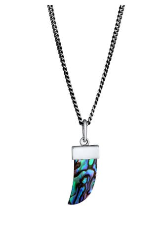 KUZZOI Kette Herren Panzer Abalone Muschel Zahn 925er Silber Schwarz