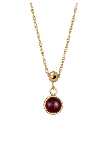 ELLI PREMIUM Kette Geburtsstein Edelstein Solitär 925 Sterling Silber vergoldet Rot