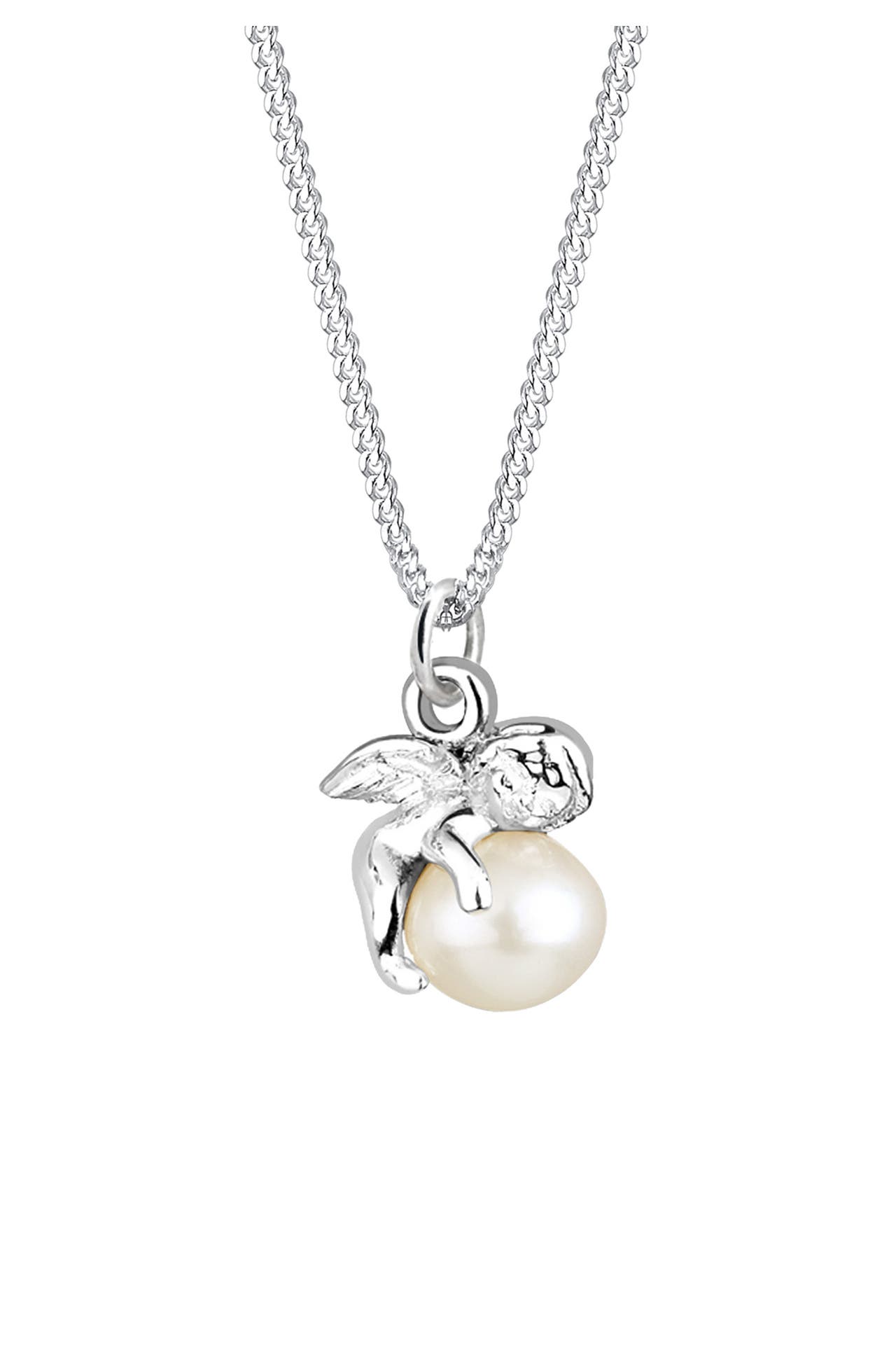 ELLI Kette Anhänger Engel mit Süßwasserzuchtperle 925 Silber Weiß, Bild 1