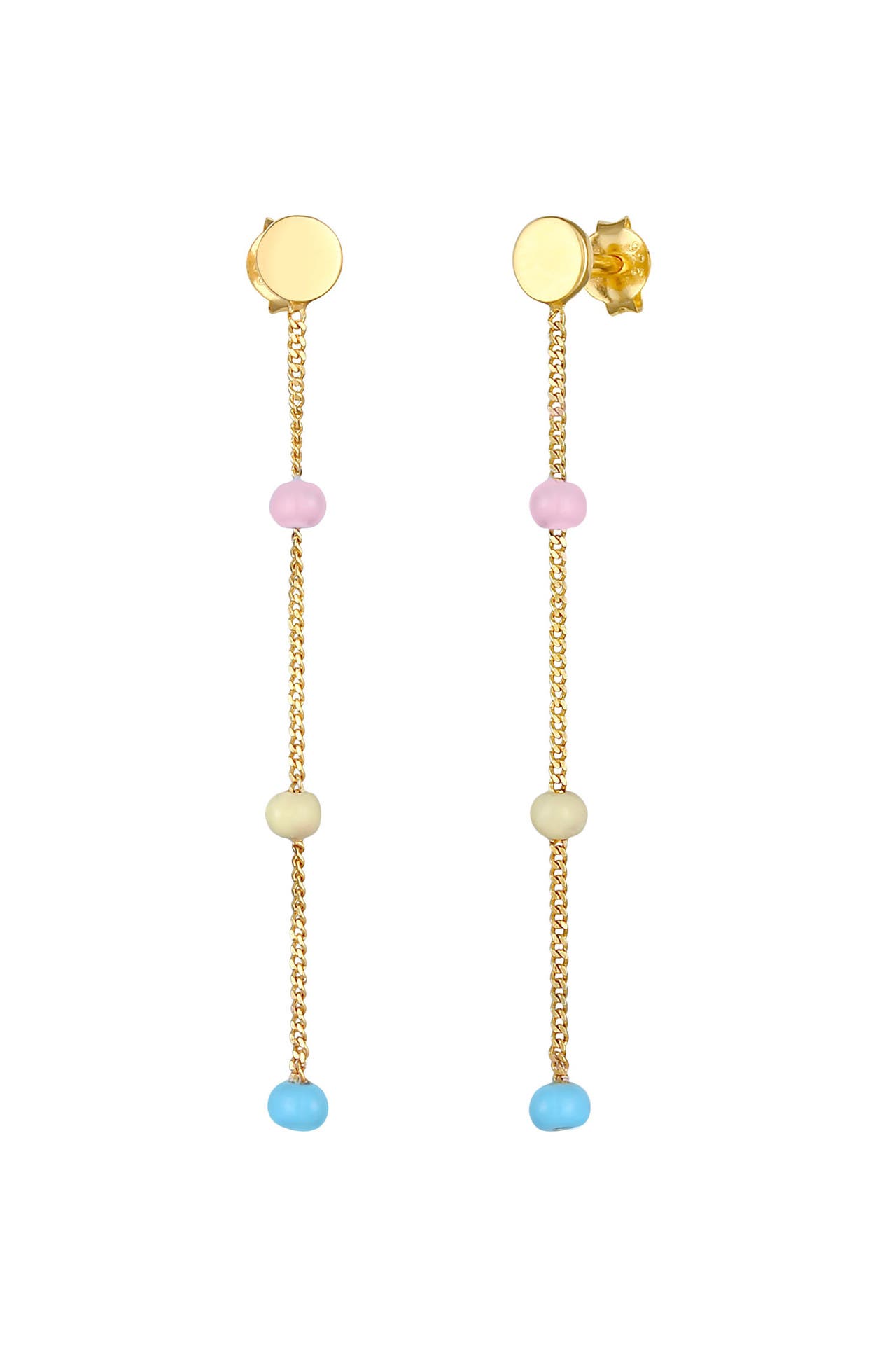 ELLI Ohrringe Hänger Plättchen Rund Kugel Emaille 925 Silber Gold, Bild 1