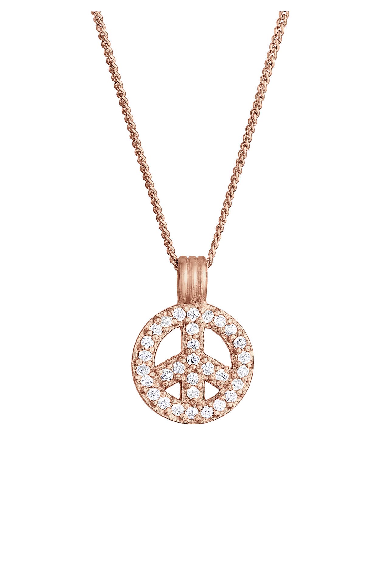 ELLI Kette Peace Zirkonia Boho 925 Silber Rosegold, Bild 1