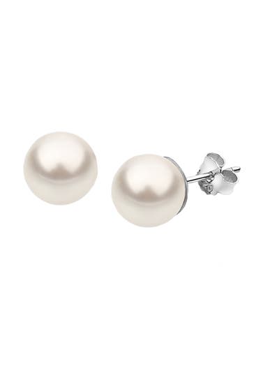 NENALINA Ohrringe Basic Synthetische Perle 925 Silber Weiß