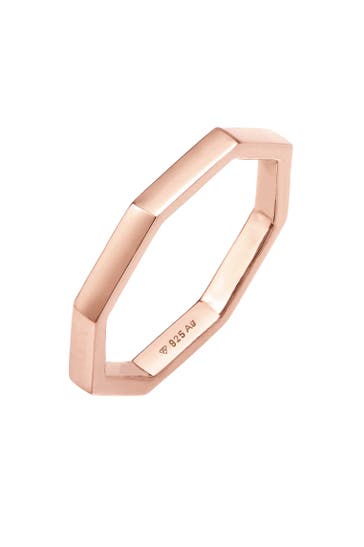 ELLI Ring Pinky Ring Achteckform Mini Ring 925 Silber Rosegold