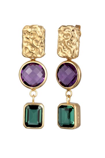 ELLI PREMIUM Ohrringe Ohrstecker Amethyst Quarz Edelstein 925 Sterling Silber vergoldet Gold