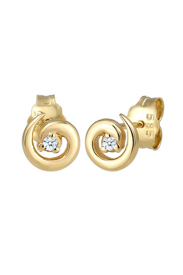 ELLI DIAMONDS Ohrringe Stecker Spirale Diamanten (0.03 ct) 585er Gelbgold Gold
