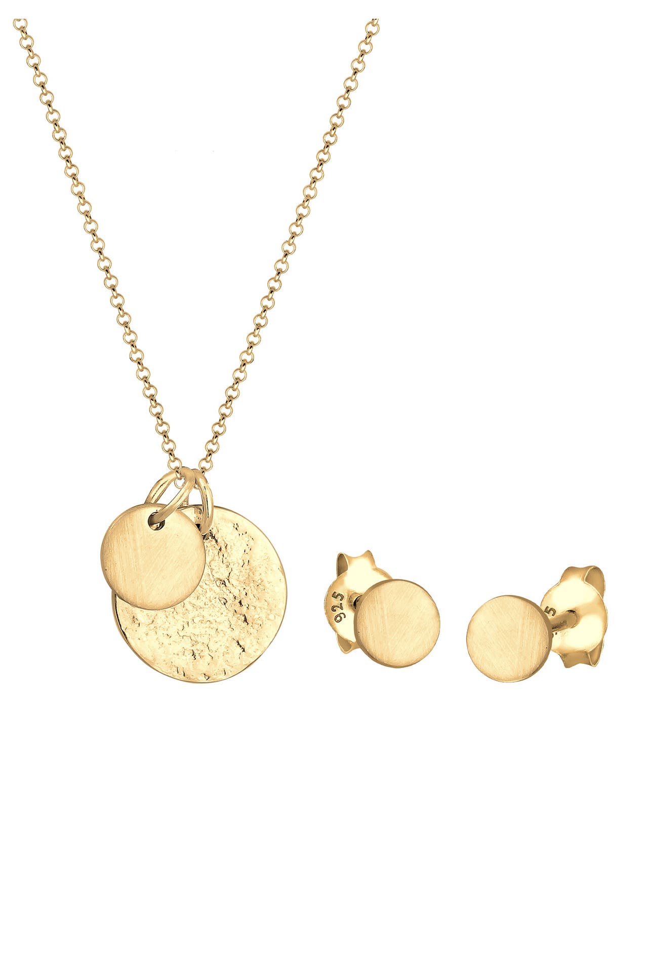 ELLI Schmuckset Plättchen Geo-Organic Halskette Ohrring 925 Silber Gold, Bild 1