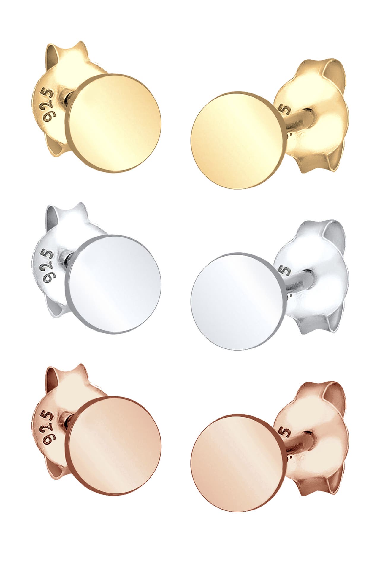 ELLI Ohrringe Rund Tricolor (Set, 6tlg.) 925 Silber vergoldet Silber, Bild 1