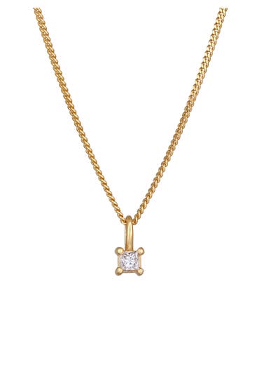 ELLI DIAMONDS Kette Diamant (0.1 ct) Viereck Solitär 925 Silber Gold