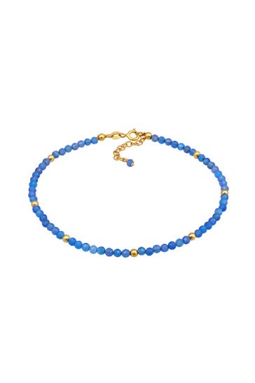 ELLI Fusskettchen Achat Perlen Blau Sommer Strand 925 Silber Gold