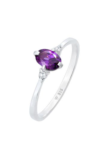 ELLI Ring Zirkonia Kristalle Violett Verlobung 925er Silber Silber