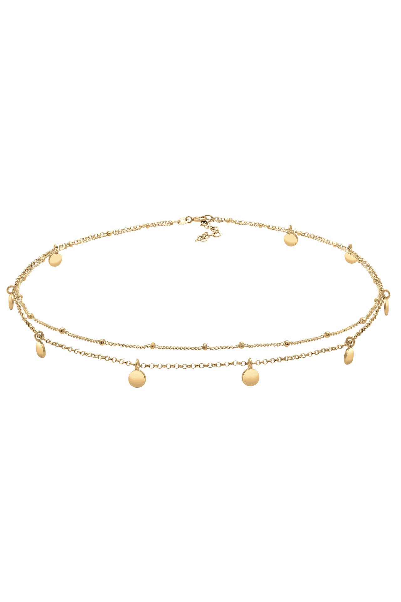 ELLI Kette Choker Layer Look Kugelkette Plättchen 925 Silber Gold, Bild 1