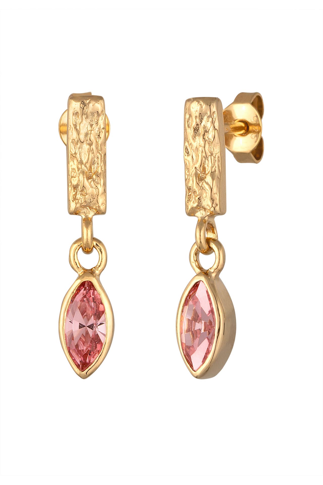 ELLI Ohrringe Ohrstecker Rechteck Rosé 925 Sterling Silber vergoldet, mit Kristallen von Swarovski® Gold, Bild 1