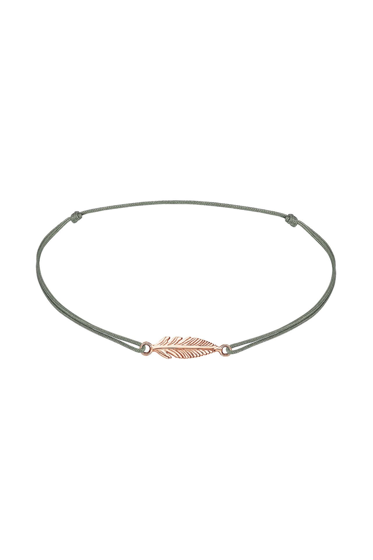 ELLI Fusskettchen Nylon Grau mit Anhänger Feder 925 Sterling Silber Rosegold, Bild 1