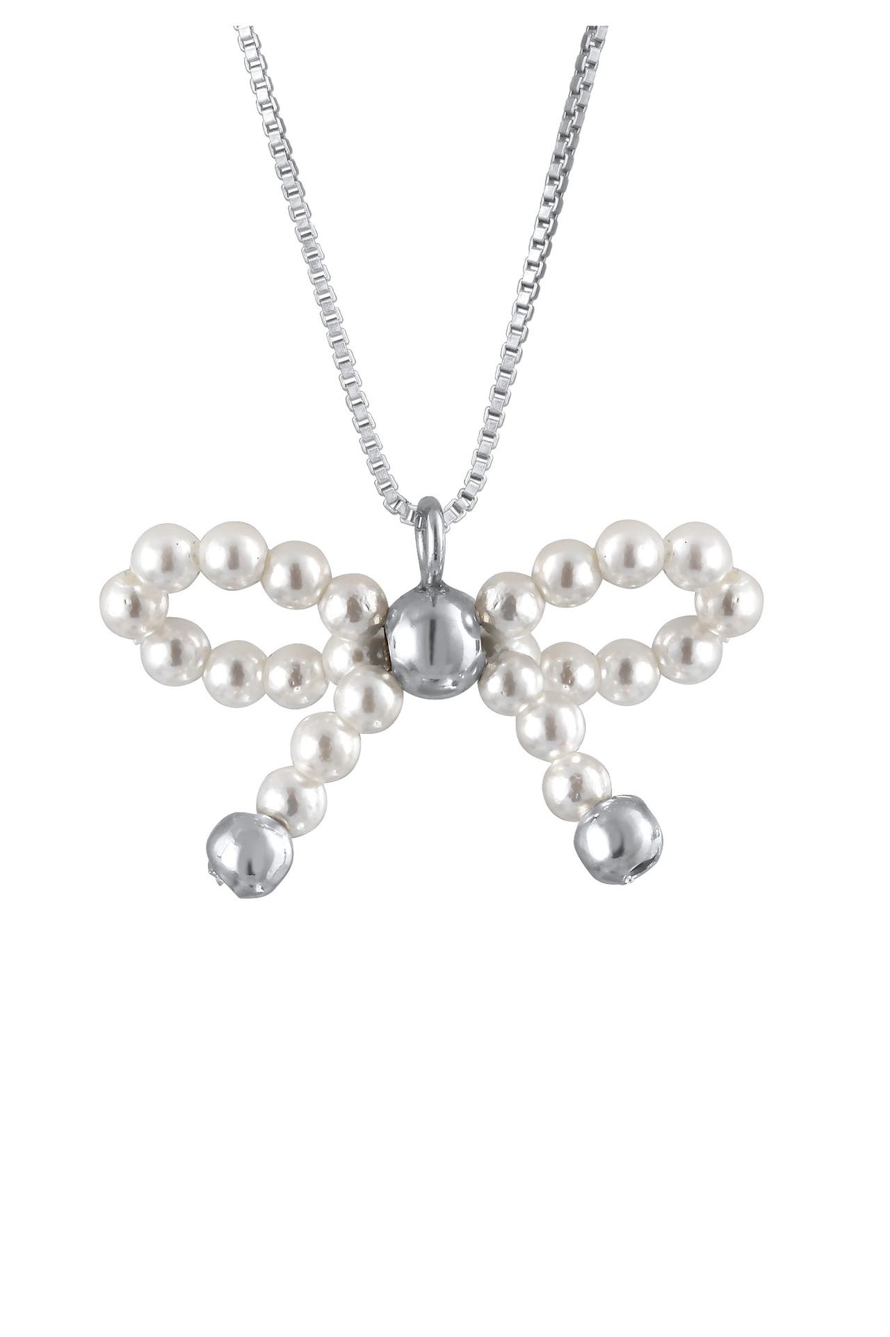 ELLI PREMIUM Kette Schleife Muschelkernperlen Anhänger 925 Silber Silber, Bild 1