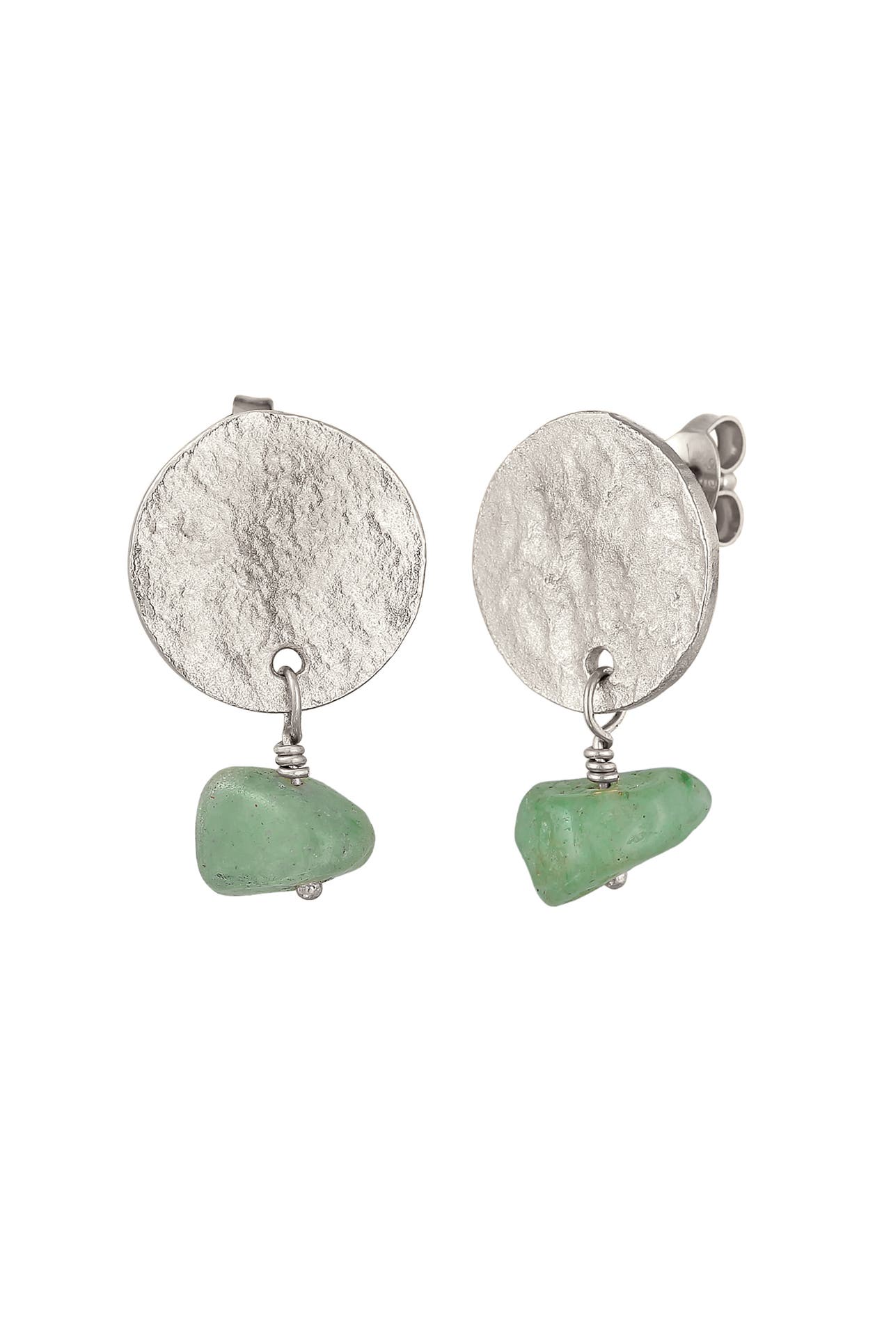 ELLI PREMIUM Ohrringe Plättchen Vintage Aventurin 925 Silber Silber, Bild 1
