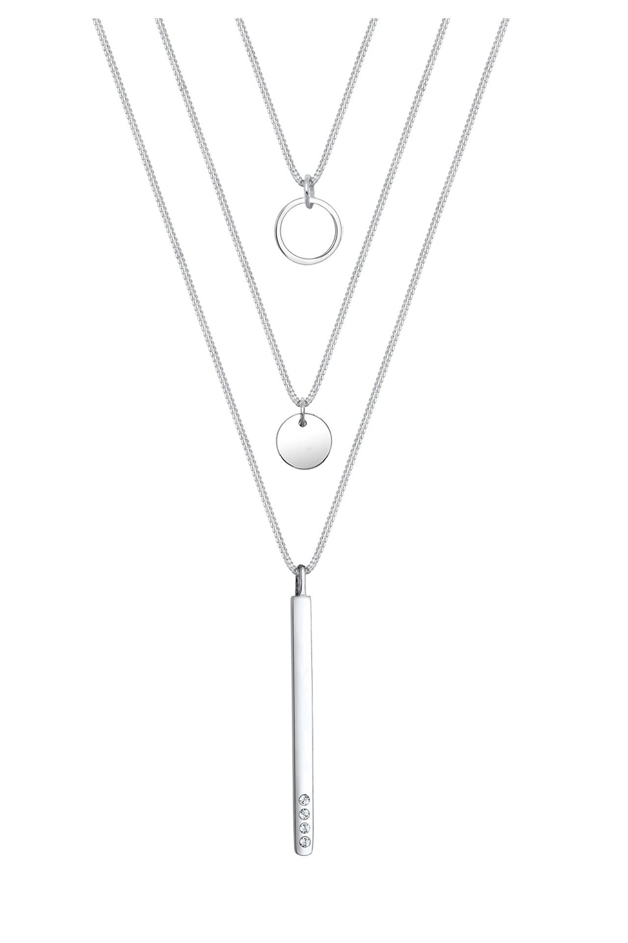 ELLI Kette Geo Kreis Layer 925 Silber, mit Kristallen von Swarovski® Silber, Bild 1