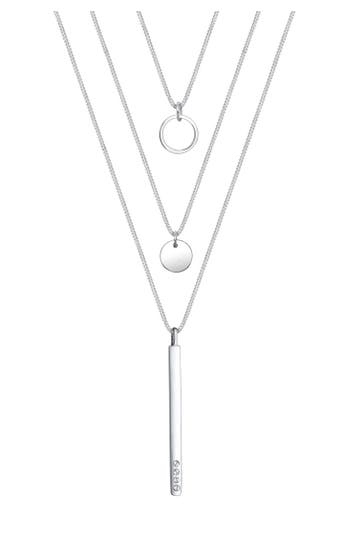 ELLI Kette Geo Kreis Layer 925 Silber, mit Kristallen von Swarovski® Silber