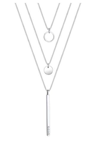 ELLI Kette Geo Kreis Layer 925 Silber, mit Kristallen von Swarovski® Silber