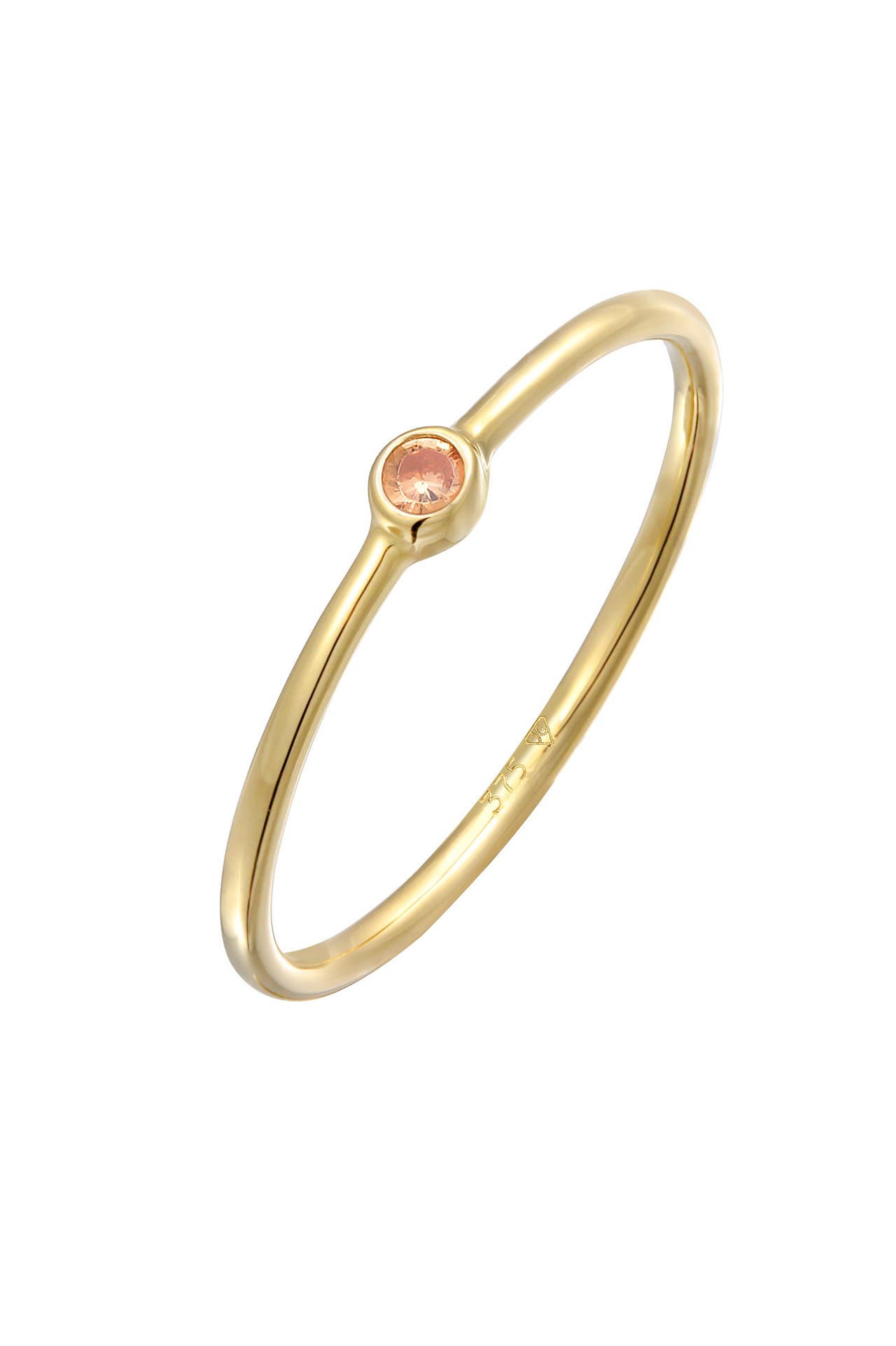 ELLI PREMIUM Ring Solitär Zirkonia 375er Gelbgold Pink, Bild 1