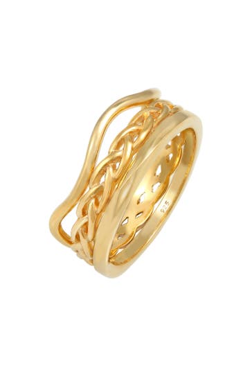 ELLI Ring Ringset Trend Welle Zopf Gedreht Style 925 Silber Gold