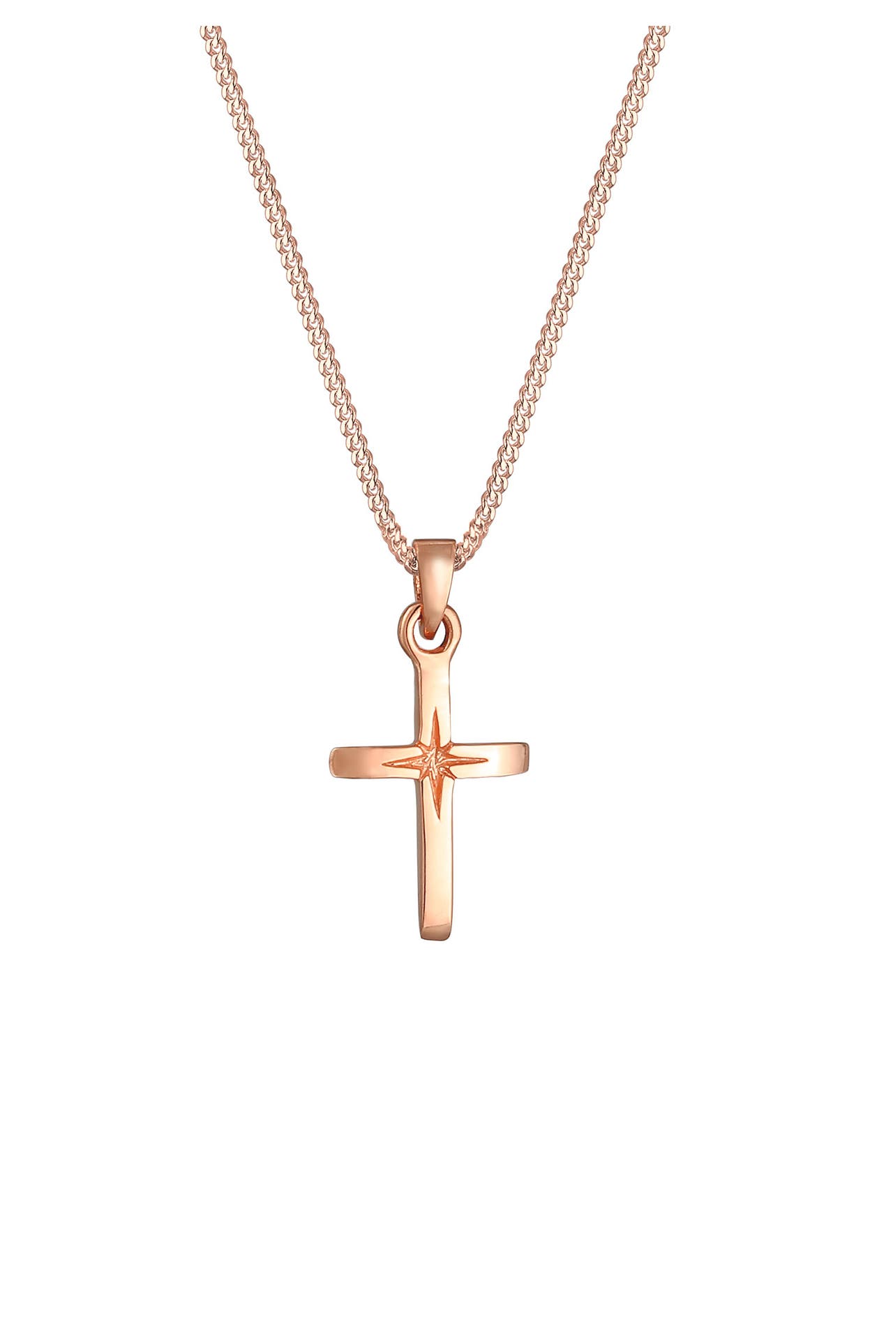 ELLI Kette Kreuz Anhänger Klassik Kommunion 925 Silber Rosegold, Bild 1