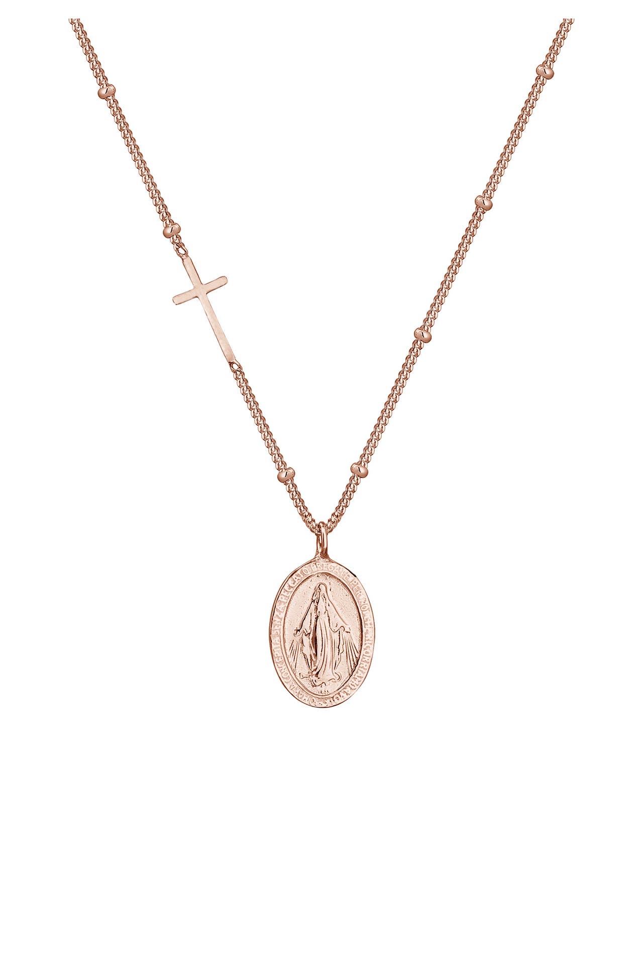 ELLI Kette Kugelkette Kreuz Marienbild 925 Sterling Silber Rosegold, Bild 1